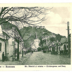 1802 - RASNOV, Brasov, Cetatea si centrul animat - old postcard - unused