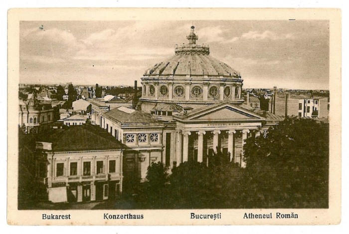 628 - BUCURESTI, Atheneum - old postcard - used - 1917