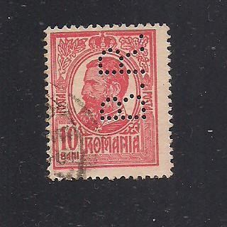 No(08)timbre-Romania 1908-L.P.66- Carol I -PERFIN B.R.-10 bani