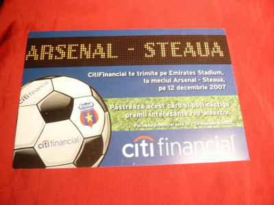 Card Citi Financial - Meci Fotbal Arsenal-Steaua 2007 foto