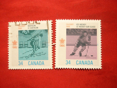 *Serie Sport -Preolimpiada Calgary 1987 Canada , 2 val.stamp. foto