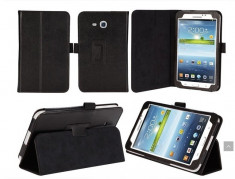 Husa tableta Samsung Galaxy tab 3 Lite, SM T111, T110, neagra, piele ecologica foto