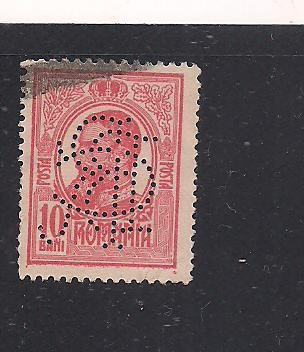 No(08)timbre-Romania 1908-L.P.66- Carol I gravate -PERFIN B.C.R.-10 bani