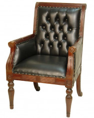 SCAUN CHESTERFIELD DIN LEMN MAHON CU TAPISERIE NEAGRA foto