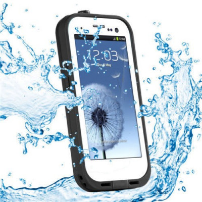 Toc subacvatic alb impermeabil waterproof cu prelungitor casti audio Samsung Galaxy S3 i9300 + folie protectie + expediere gratuita foto