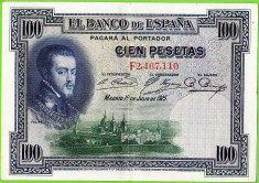 Spania bancnota 100 pesetas 1925 VF/XF foto
