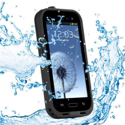 Toc subacvatic negru impermeabil waterproof cu prelungitor casti audio Samsung Galaxy S3 i9300 + folie protectie + expediere gratuita foto