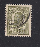 No(08)timbre-Romania 1908-L.P.66- Carol I gravate -PERFIN B.N.R.-15 bani, Stampilat