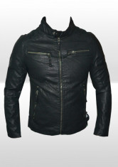 Geaca Piele Ecologica tip Zara Man - Model NOU MOTO - Negru - Masuri: L XL - LIMITAT ! ! - Cambrata foto