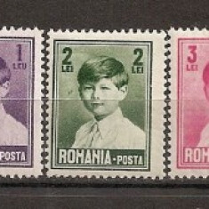 SD Romania 1928 LP77- Mihai I, format mare, fara filigran, seria de 9 val. , MLH