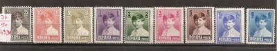 SD Romania 1928 LP77- Mihai I, format mare, fara filigran, seria de 9 val. , MLH foto