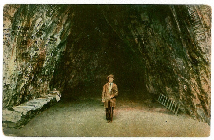 603 - Baile HERCULANE, Cave and little man - old postcard - used