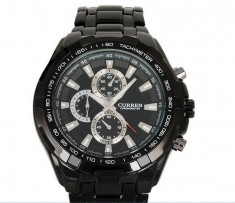 Ceas barbati CURREN CHRONOMETER cadran negru argintiu sport army military, quartz, curea nou cu eticheta - ideal cadou onomastica aniversare foto