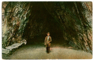 517 - Baile HERCULANE, Cave and little man - old postcard - used - 1914 foto