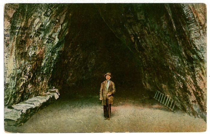 517 - Baile HERCULANE, Cave and little man - old postcard - used - 1914