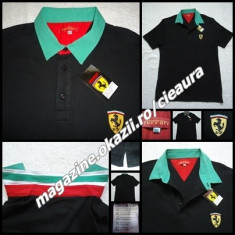 TRICOU 6XL BARBATI FIRMA BRAND FERRARI NEGRU GULER POLO VERDE MANECA SCURTA 3 NASTURI T-SHIRT TRICOURI BARBATESTI BATAL XXXXXXL VI XL COLECTIE NOUA foto