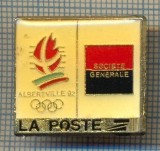 1683 INSIGNA OLIMPICA - ALBERTVILLE &#039;92 - LA POSTE -OLIMPIADA DE IARNA - FRANTA - SPONSOR ? SOCIETE GENERALE -starea care se vede