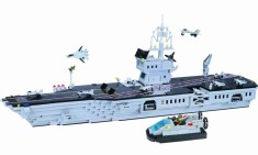 Portavion, joc de constructie pentru baieti tip LEGO armata, 990 piese, 2 minifigurine, 95cm lungime, Enlighten 113 Century Military, NOU foto