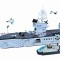 Portavion, joc de constructie pentru baieti tip LEGO armata, 990 piese, 2 minifigurine, 95cm lungime, Enlighten 113 Century Military, NOU