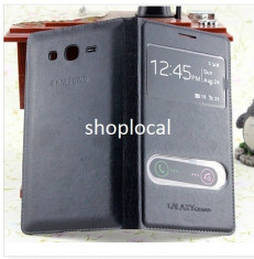 HUSA flip cover s view originala * Samsung Galaxy Grand I9080,i9082,Neo i9060 ** model 2014 cu capac baterie ,negru,neagra + FOLIE **TRANSPORT GRATUIT foto