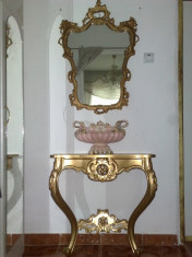 oglinda veche in stil rococo cu rama lemn aurit foto