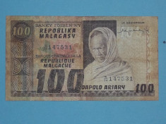 Madagascar 100 francs 1974 VF foto