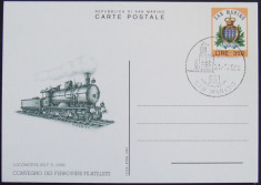 SAN MARINO - LOCOMOTIVE, 1 CARTE POSTALA OBLITERATA - IM 082 foto