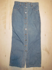 Fusta denim maxi vtg acid conica, xs/s +extra 10% reducere la orice cojoc zara/geaca de iarna din licitatiile mele foto