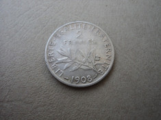 M. 2 francs 1908 Franta, argint foto