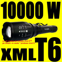 MEGA OFERTA!!! CEA MAI PUTERNICA Lanterna LED CREE XML T6 10000W!!! cu ZOOM + 5 Faze + INCARCATOR cu CABLU!! + 2 Acumulatori 18650 UltraFire 4800mah!! foto