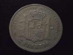 5 PESETAS SPANIA 1871 ARGINT FRUMOASA foto