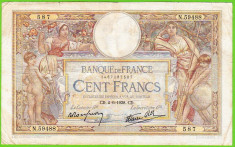 Franta bancnota 100 francs franci 1938 foto