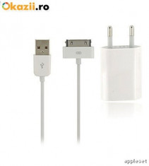 Incarcator iPhone 3G 3GS iPod Nano Classic Touch + cablu USB White foto