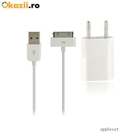 Incarcator iPhone 4 4S + cablu USB White Incarcator iPhone 4 4S + cablu USB White