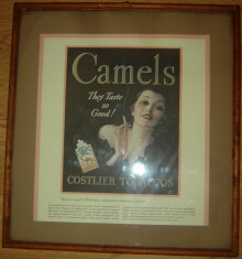 Reclama vintage in rama cu sticla CAMEL 3 foto
