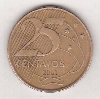 bnk mnd Brazilia 25 centavos 2001 , personalitati foto
