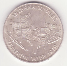 (1) MONEDA DIN ARGINT AUSTRIA - 100 SCHILLING 1979, JUBILIARA - INTERNATIONALES ZENTRUM WIEN 1979, 24 GRAME, PURITATE 640 foto