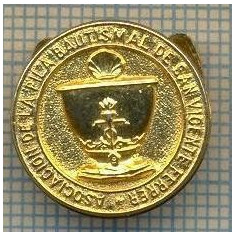 1805 INSIGNA INTERESANTA (cu talpa)- RELIGIOASA -ASOCIACION DE LA PILA BAUTISMAL DE SAN VICENTE FERRER -starea care se vede