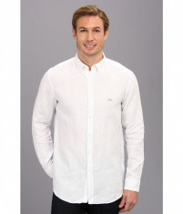 barbati Lacoste Long Sleeve Button Down Linen Woven Shirt | 100% original | Livrare cca 10 zile lucratoare | Aducem pe comanda orice produs din SUA foto