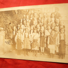 Fotografie -Copii in Costume Nationale - la Ocna Sibiului , cu stamp. fotografului