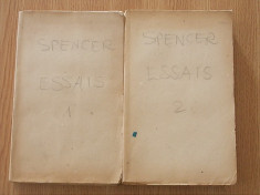 SPENCER- ESSAIS SUR LE PROGRES, ESSAIS DE POLITIQUE- ESSEAIS DE MORALE DE SCINECE ET D,ESTHETIQUE- DOUA VOLUME- 1904 foto