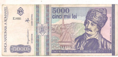 bancnota-Romania-5000 lei 1993 foto