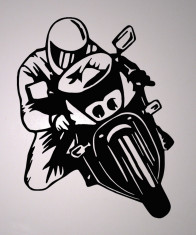 Motociclist_Tatuaj De Perete_Sticker Decorativ_WALL-021-Dimensiune: 35 cm. X 26.6 cm. - Orice culoare, Orice dimensiune foto