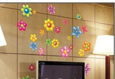 Sticker - autocolant decorativ pentru perete model flori viu colorate foto
