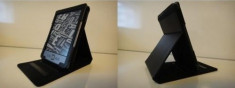 Husa Amazon Kindle 4 - 6 inch piele eco neagra - model stand foto