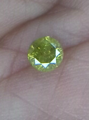 diamant natural galben taiat briliant rotund 0.36 ct foto