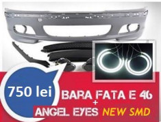 750 lei PRET PROMO ***Bara fata M-tech BMW seria 3 E46 + angel eyes NEW SMD foto