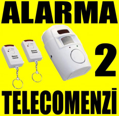 ALARMA WIRELESS cu 2 TELECOMENZI + SENZOR de MISCARE pentru casa apartament garaj foto