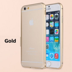 Bumper aluminiu auriu Iphone 6 4,7" + folie protectie ecran
