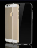 Husa silicon transparenta subtire Iphone 6 Plus 5.5&quot; + folie ecran fata verso, Transparent, Gel TPU, Apple